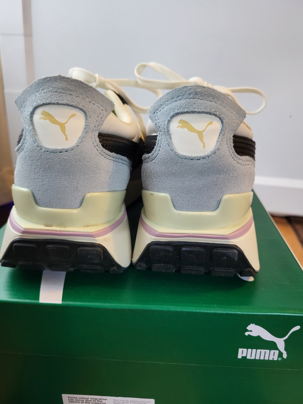 Puma Women's Yellow Black White Retro Runner Sneakers - Picture 4 of 7